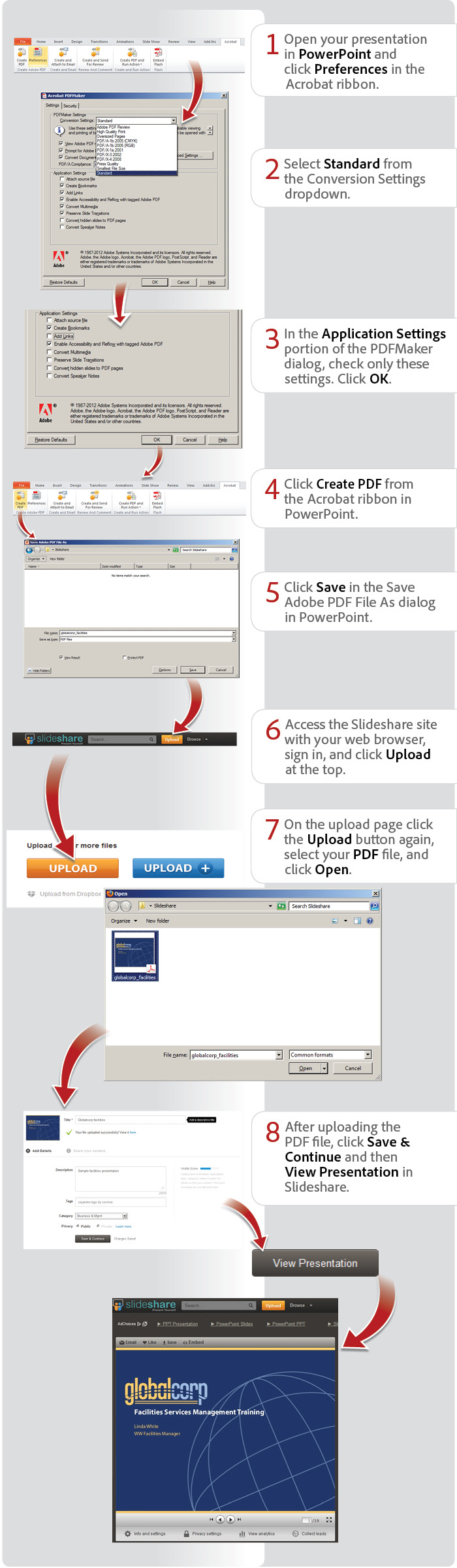 How to create flawless presentation files on Windows for SlideShare with Acrobat XI
